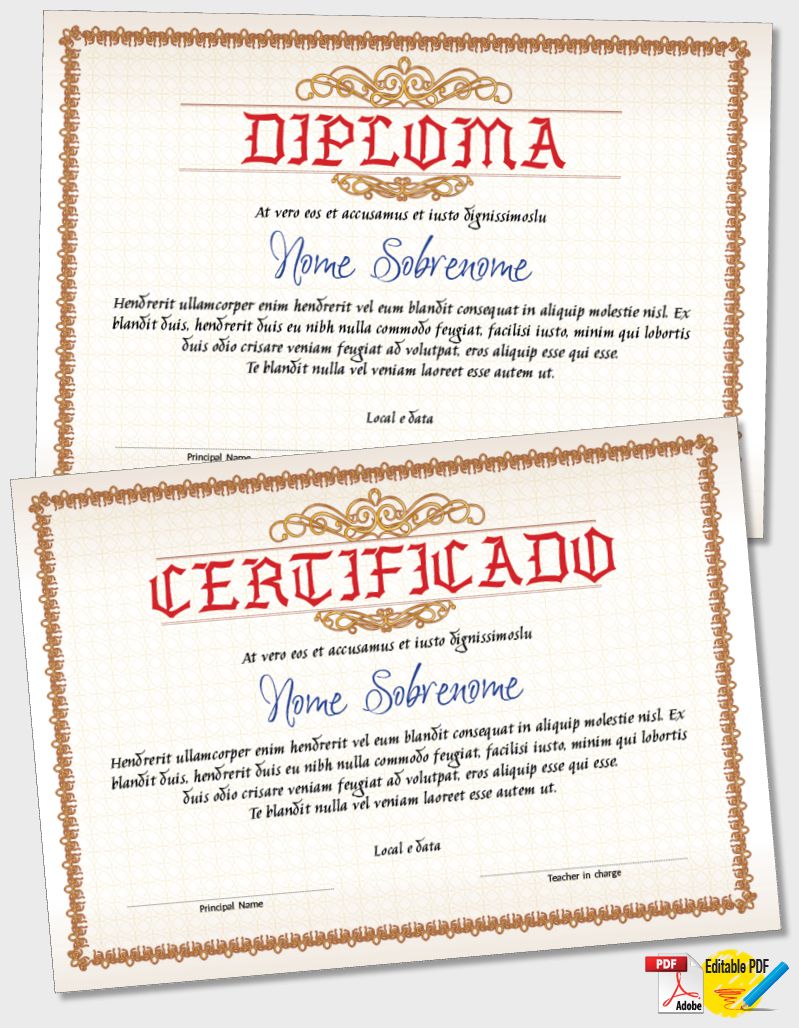 Certificado ou Diploma modelo iPDF068