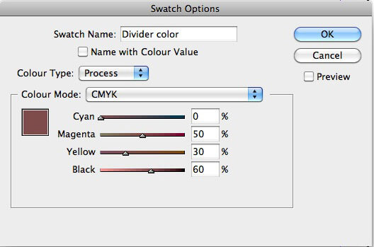Paleta de cores editada co, novos valores.