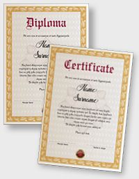 Interactive certificate or diploma iPDFEN127
